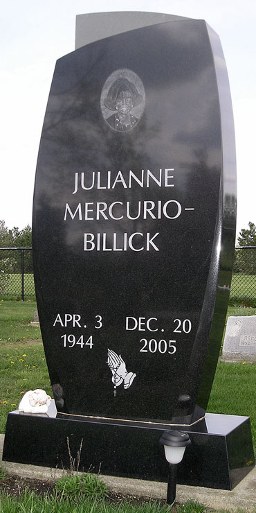 Vertical Memorial monument stone - Mercurio-Billick tombstone 