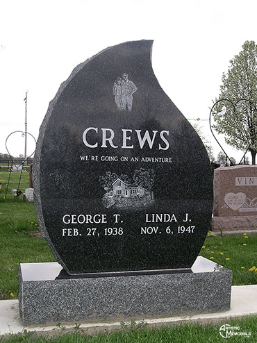 Crews headstone - monument grave marker large teardrop
