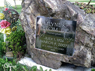 Mlynek headstone - natural stone grave marker