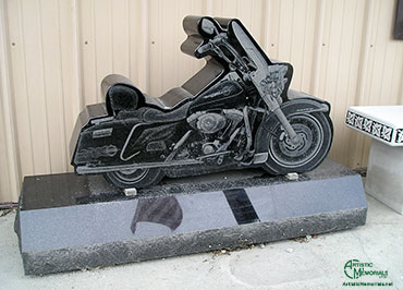 Harley Davidson motorcycle tombstone - monument grave marker