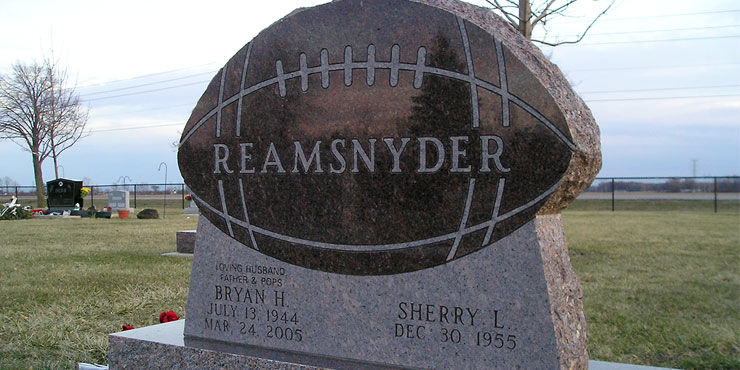 Football Memorial headstone - Reamsnyder tombstone 