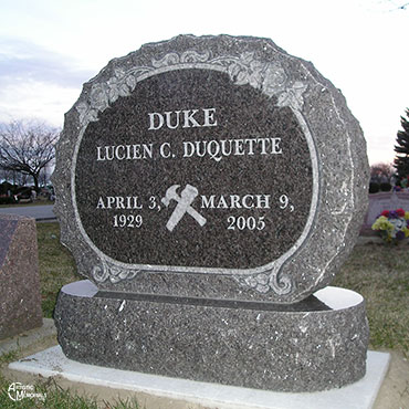 Oval Memorial headstone - Duquette tombstone 