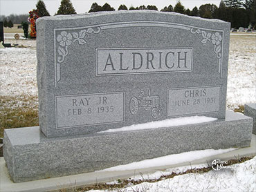 Aldrich headstone with tractor
