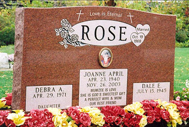 Rose headstone - monument grave marker - carved rose