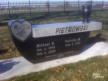 Monument Bench w/ Raised Heart - Pietrowski tombstone 