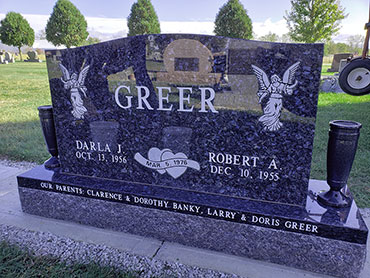 Headstone w/angels and vases - Greer Monument 