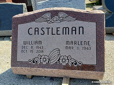 Castleman Headstone - monument grave marker - carved angel - wedding bands