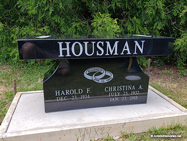 Bench headstone - Housman Monument 
