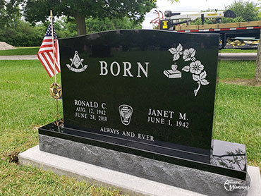 tombstone - Born Monument w/Ohio State Highway Patrol emblem 