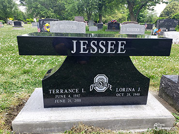 Bench headstone - OSU logo - Jessee Monument 