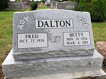 Dalton Slant Headstone w/carved flowers