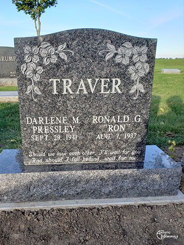 Traver Tall Headstone w/carved flowers