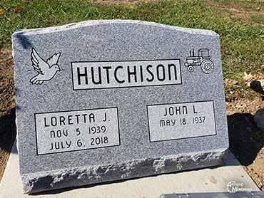 Hutchison Headstone w/dove &
                     tractor