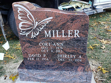 Miller Headstone w/carved butterfly