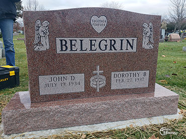 Belegrin Headstone w/angels &
                     heart