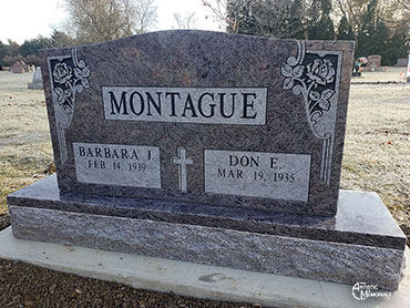 Montague Headstone w/classic rose carvings