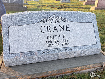 Crane slant Headstone w/cross