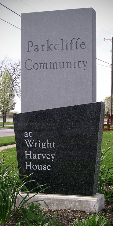 Parkcliffe Community at Wright Harvey House granite sign