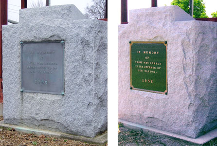 Restored plaque in granite - before and after photos