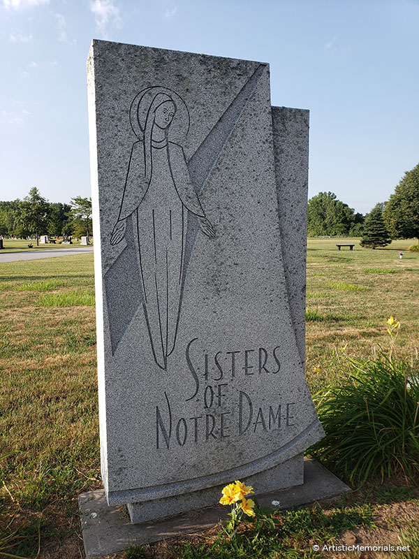 Sisters of Notre Dame stone sign before cleaning